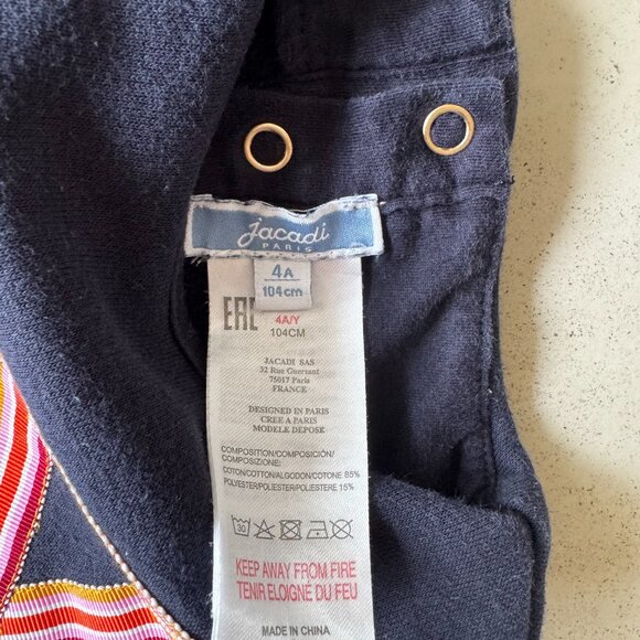 Jacadi Paris Girls Navy Dress with Grosgrain Bow – Size 4A (104 cm) - Picture 4 of 4